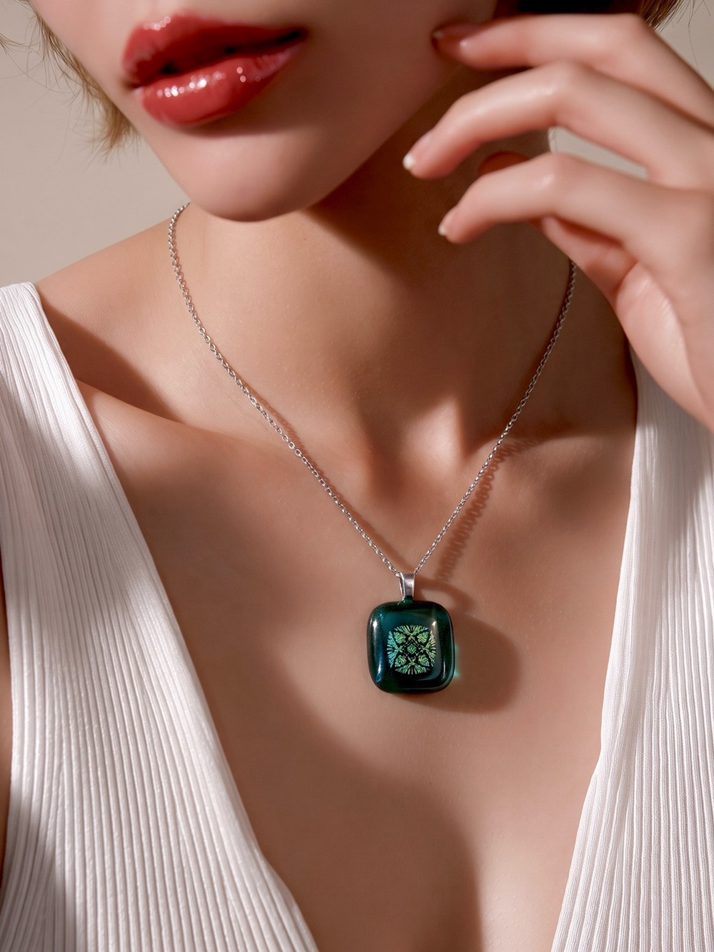 Dichroic Glass Pendant Jewelry Sparkling Starburst